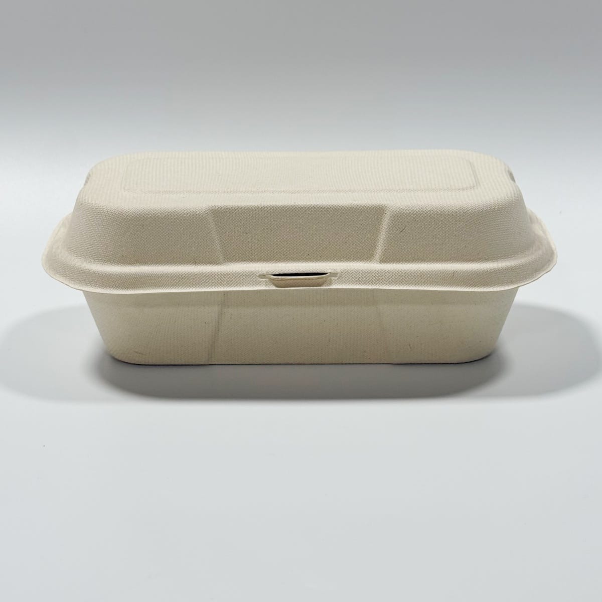Eco-friendly sugarcane puff pastry clamshell box 8 x 5 inch bakery packaging detail view