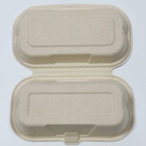 Composteerbare Sugarcane Bladerdeeg Clamshell Box 8″ x 5″ Milieuvriendelijke bakkerijverpakking