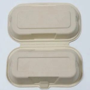Boîte à clapet compostable en canne à sucre pour pâtisserie 8″ x 5″ emballage écologique pour boulangerie