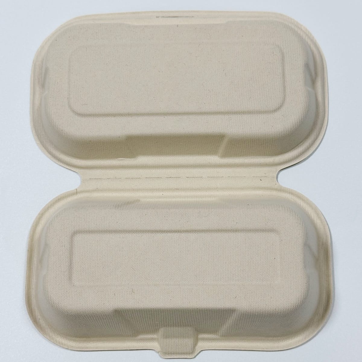 Compostable sugarcane bakery clamshell box for puff pastry croissant and snack packaging