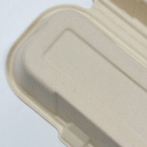 Eco-vriendelijke suikerriet bladerdeeg clamshell doos 8 x 5 inch bakkerij verpakking detailweergave