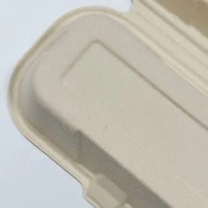 Boîte clamshell écologique en canne à sucre pour pâte feuilletée 8 x 5 inch vue détaillée de l'emballage de boulangerie