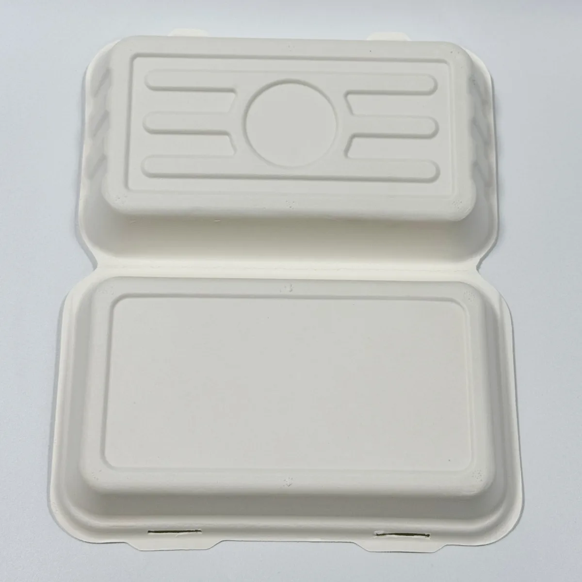 Plastic-free sugarcane hoagie clamshell takeout box product detail image