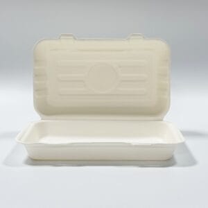 Compostable Sugarcane Hoagie Clamshell Box 10″ x 6″ Plastic-Free Takeout Box