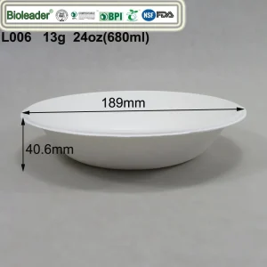 Биоразлагаемая глубокая тарелка из жома сахарного тростника 680ml 190mm для салатов, пасты, кейтеринга и экологичной упаковки для общепита