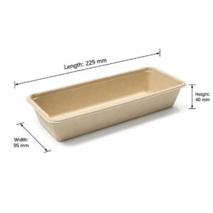 Compostable Sugarcane Sushi Box with Lid 9″ x 4″ Plastic-Free Takeout Container