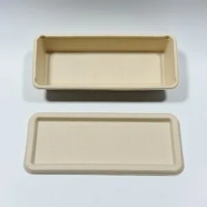 Composteerbare suikerriet sushidoos met deksel 9 x 4 inch plasticvrije meeneemverpakking van Bioleader
