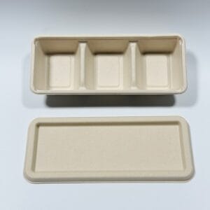 生分解可能な持ち帰り用包装用フタ付き堆肥化可能な3コンパートメントサトウキビ寿司ボックス