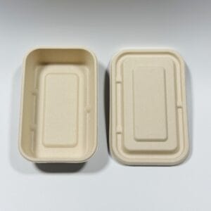 Compostable sugarcane casseroles airline meal box with lid 6 x 4 inch by Bioleader