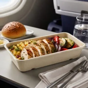 PFAS-freies Zuckerrohr-Airline-Tablett für Bordverpflegung und Reiseverpflegung
