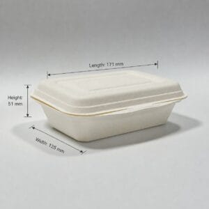Eco-Friendly 6.7 x 5 Sugarcane Takeout Box biodegradable food clamshell container full product size view
