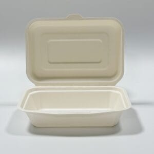 Scatola da asporto in canna da zucchero ecologica da 6,7″ x 5″ Contenitore a conchiglia per alimenti biodegradabile