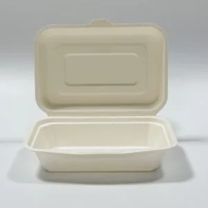 Eco-Friendly 6.7″ x 5″ Sugarcane Takeout Box Biodegradable Food Clamshell Container