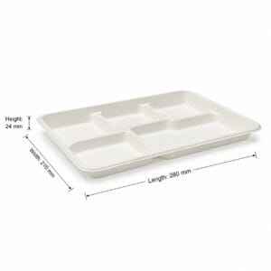 Kompostierbare Zuckerrohr 5-Fach-Mahlzeit Tablett 11 x 8 Zoll biologisch abbaubare Lebensmittel-Tablett