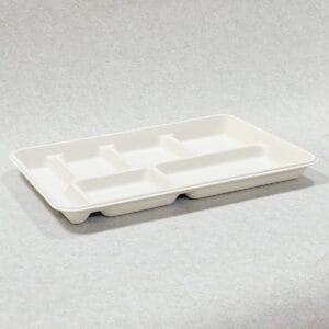 PFAS-freie Bagasse 6-fach Speiseschale für Kantinenessen und Schulverpflegung