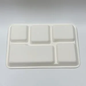Bandeja de bagazo desechable 5-compartment para control de porciones de comidas completas