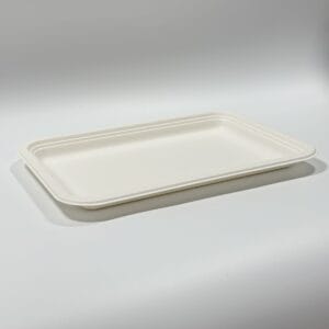 13,5 x 10 biologisch abbaubare Schale aus Zuckerrohrpapier für die Gastronomie