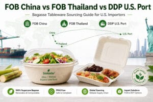 FOB China vs FOB Thailand vs DDP U.S. Port bagasse tableware sourcing guide for U.S. importers