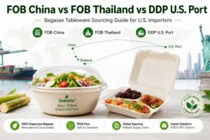 FOB China vs FOB Thailand vs DDP U.S. Port bagasse tableware sourcing guide for U.S. importers