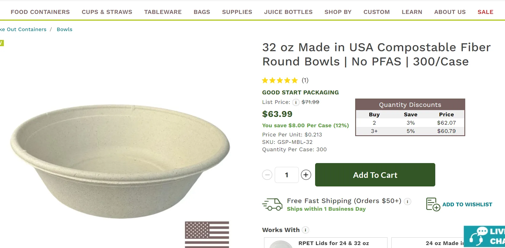سعر بيع goodstartpackaging 63.99 لـ 300pcs لكل كرتونة