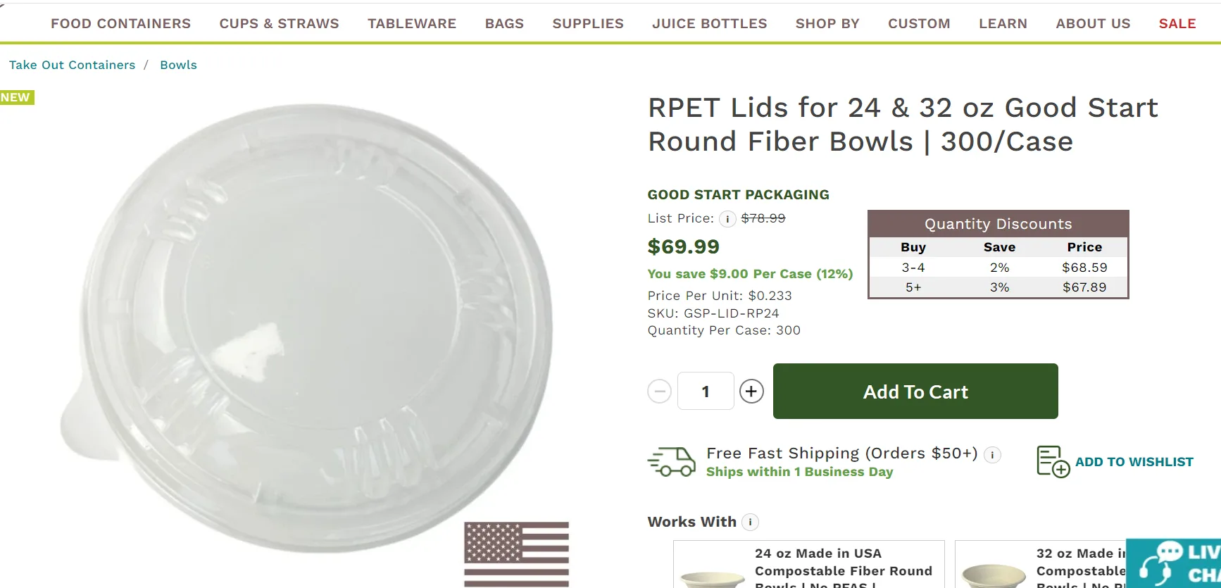 سعر بيع goodstartpackaging 69.99 لـ 300pcs لكل كرتونة