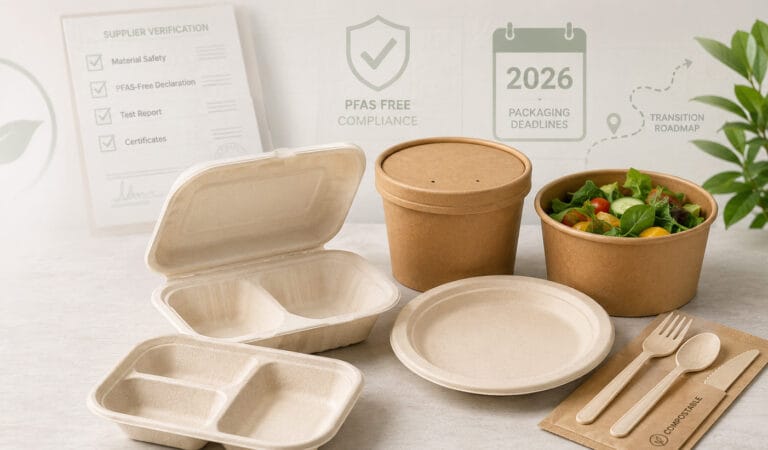 Roteiro de transição para loiça sem PFAS para compradores de serviços alimentares antes dos prazos de embalagem de 2026