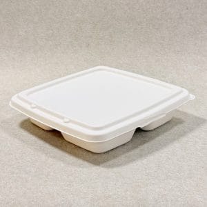 1000ml 3 Compartment Compostable Takeaway Bento Box with Lid (1)
