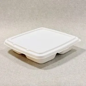 Caixa Bento compostável para takeaway com 3 compartimentos e tampa, 1000 ml (1)