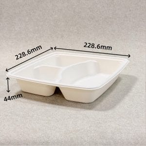 1000ml 3 Compartment Compostable Takeaway Bento Box with Lid (3)