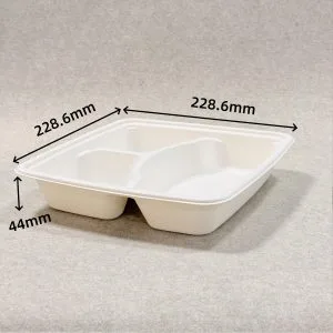 Caixa Bento para takeaway compostável de 1000 ml com 3 compartimentos e tampa (3)