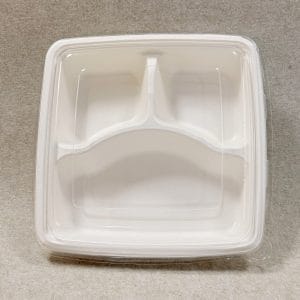 1000ml 3 Compartment Compostable Takeaway Bento Box with Lid (4)