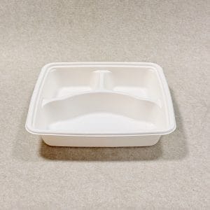 1000ml 3 Compartment Compostable Takeaway Bento Box with Lid (9)