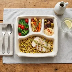 Recipiente para alimentos de cana-de-açúcar com 4 compartimentos e tampa, 1000 ml (5)