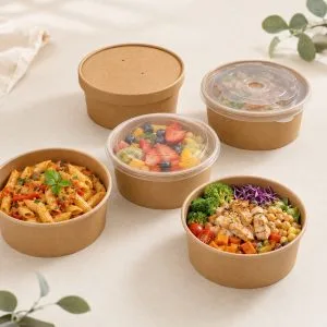 Taças de salada de papel de 1500 ml para saladas de restaurante, refeições para levar, catering e embalagens para o setor da restauração