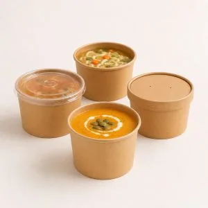 6oz kraft paper soup cups with lids 180ml Bioleader