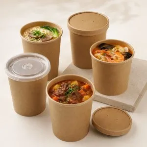 32oz kraft paper soup cups with lids for takeaway soup catering and restaurant packaging