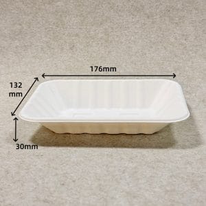 Kompostierbare Bagasse-Gemüseschale 7 x 5 mit Größenangaben