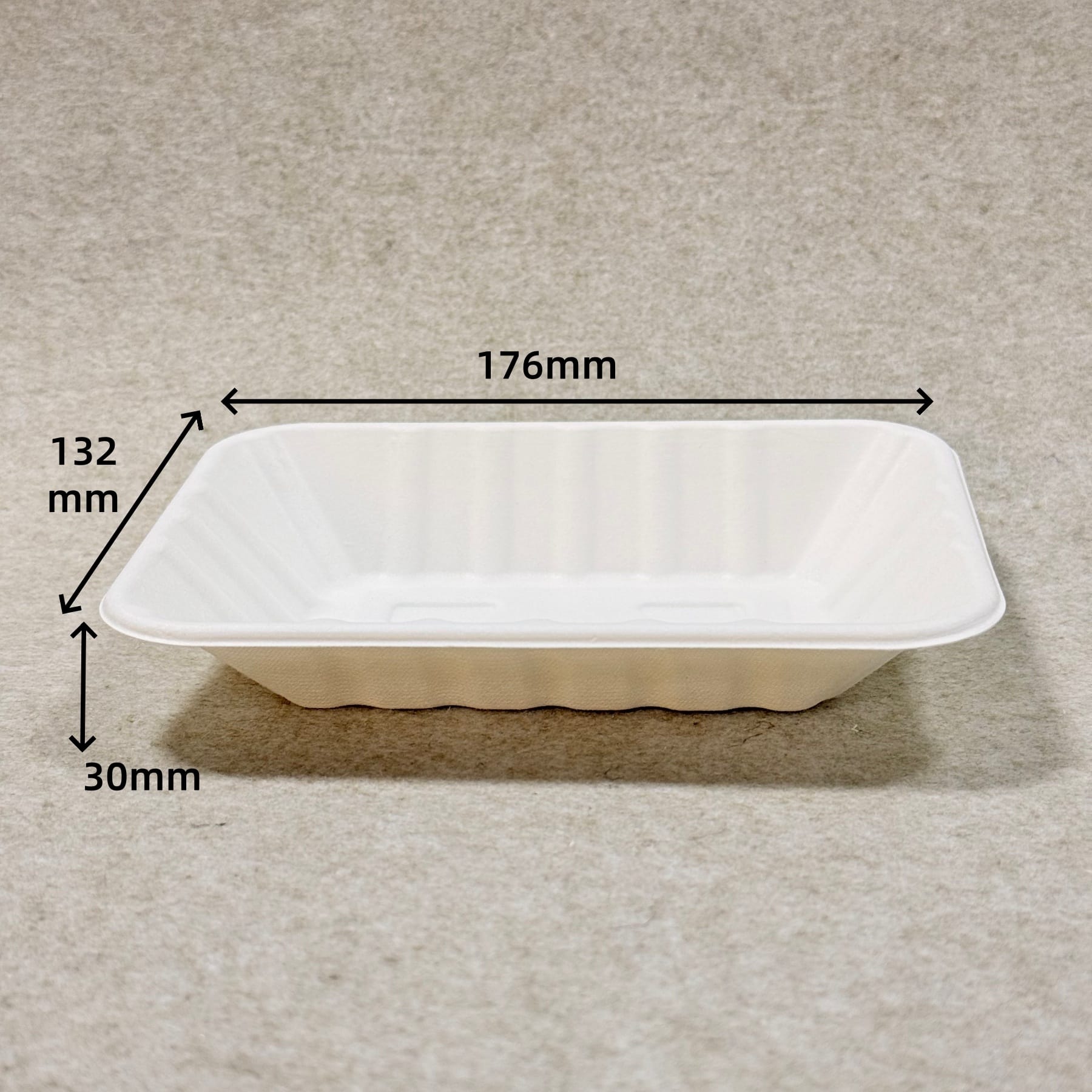 Vassoio per ortaggi in bagassa compostabile 7 x 5 con dimensioni