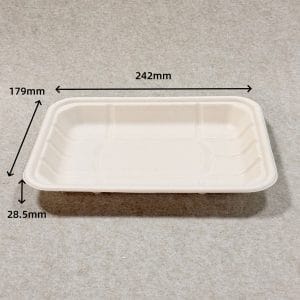 Geformte Fleisch- und Geflügelschale aus Zellstoff 10 x 7 mit Größenangaben