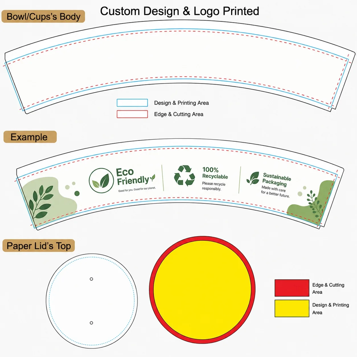 custom printed 1000ml rectangular paper salad bowls with lids OEM logo Bioleader