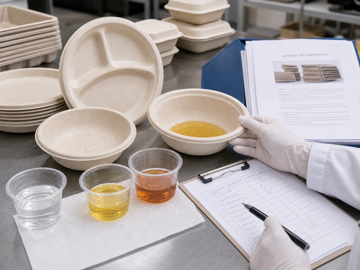Bagasse tableware oil water resistance and PFAS-free documentation review