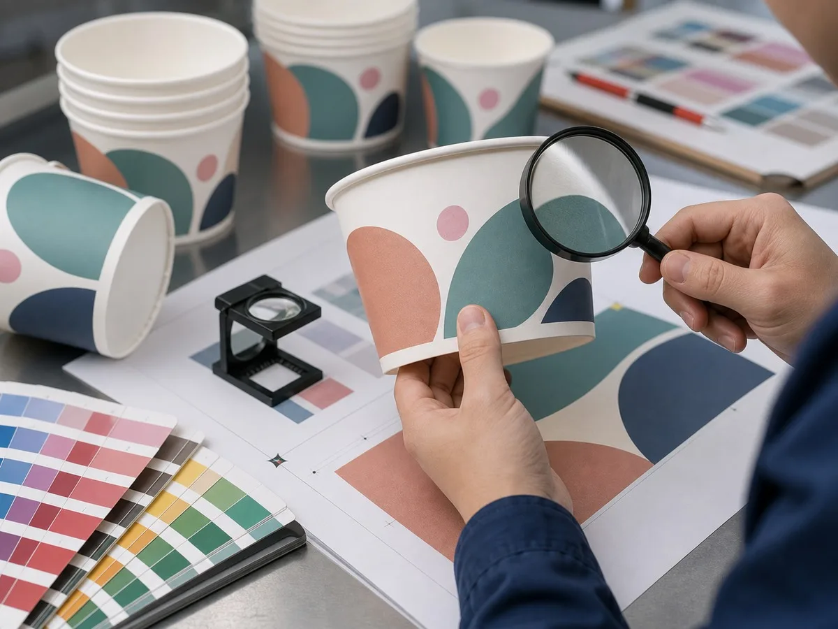 contrôle qualité de la couleur et du calage des bols en papier imprimés personnalisés