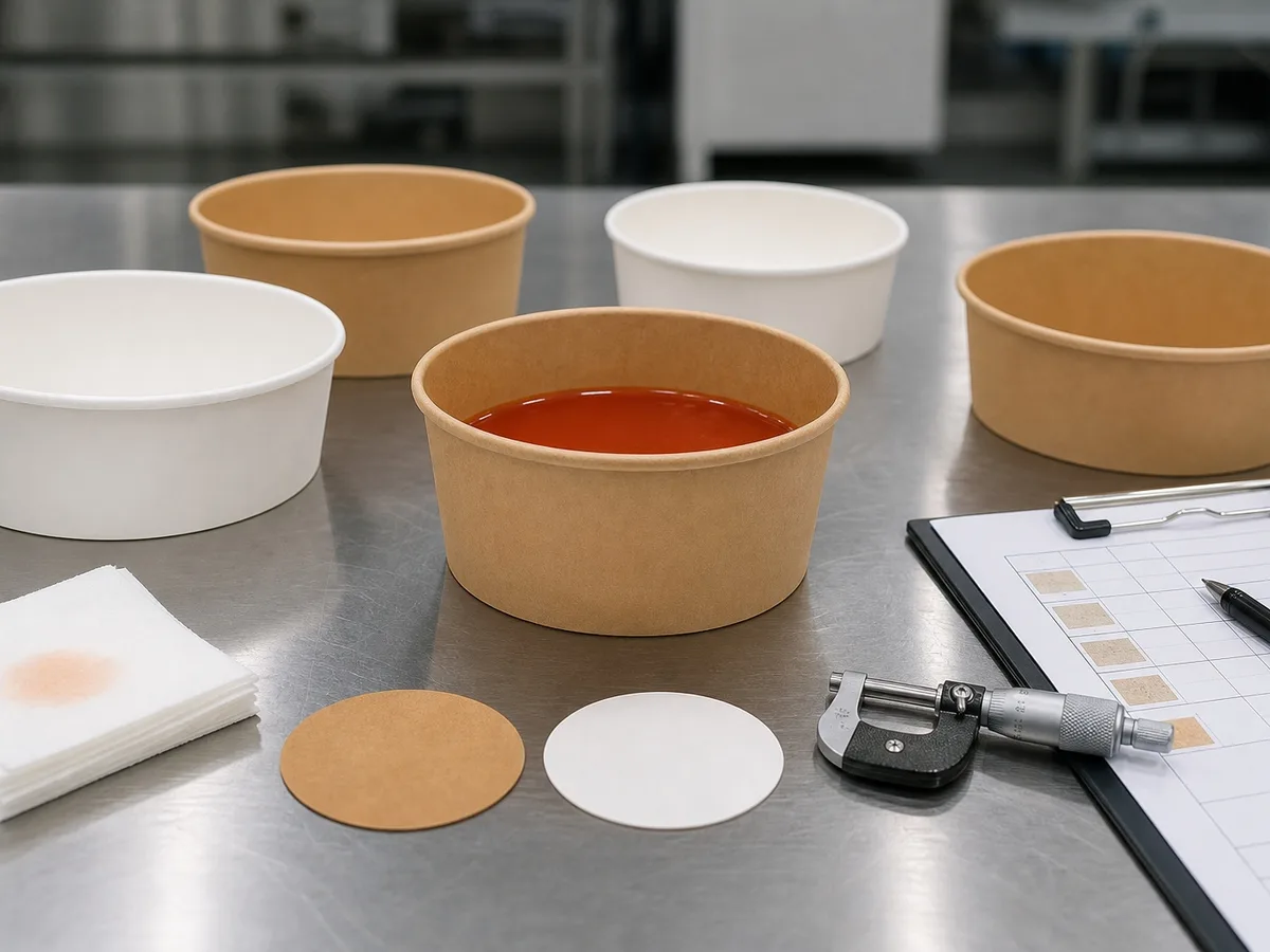Beschichtungstest und Rotes-Öl-Lecktest für Papierschalen Prüfung der Beschichtungsgleichmäßigkeit und Rotes-Öl-Lecktest für Lebensmittelverpackungs-QC
