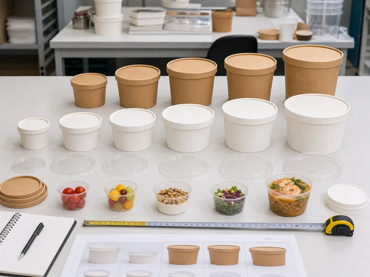 Paper bowl size matrix for menu planning