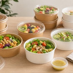 paper salad bowls for delivery and cold food packaging buyers