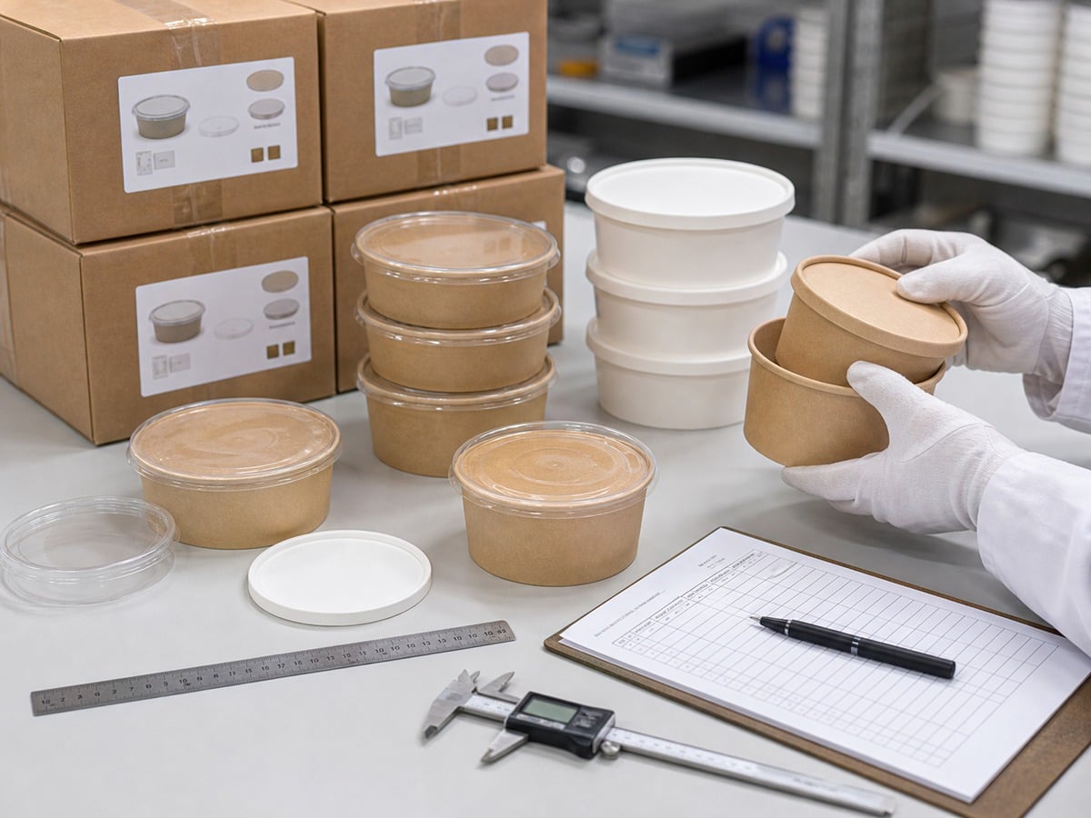 Paper food bowls sample testing before bulk ordering