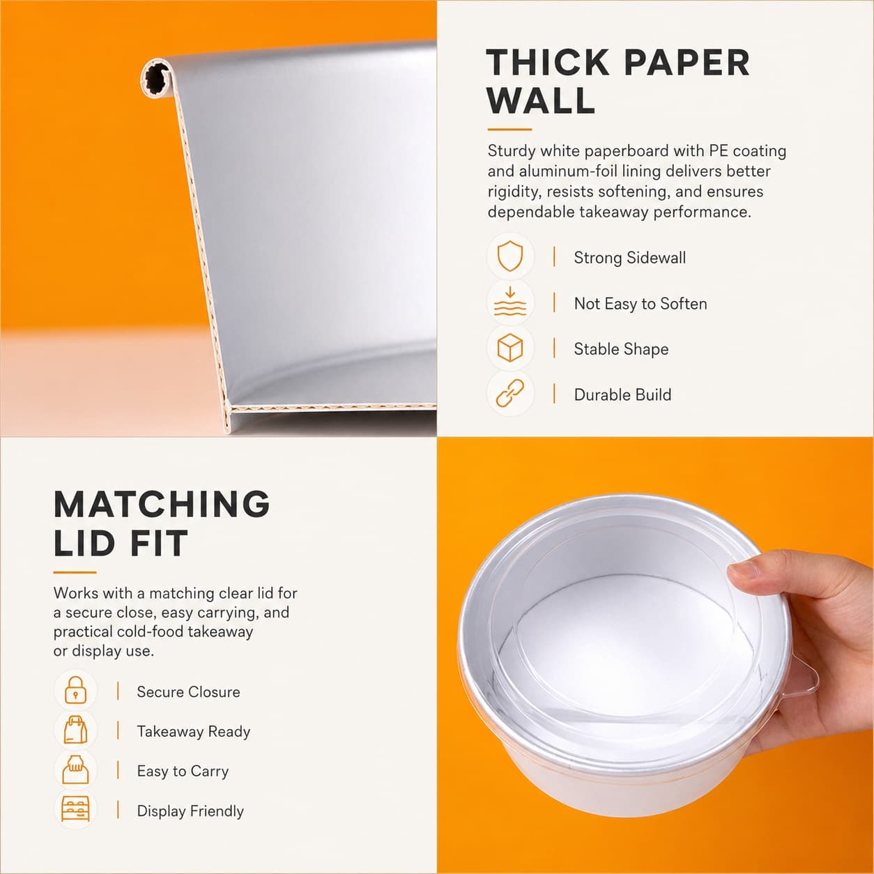 Leakproof Aluminum Foil Lined Paper Salad Bowl Detail Bioleader Leakproof aluminum foil lined paper salad bowl detail for salads rice bowls and takeaway meals