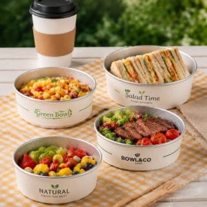 Aluminum Foil Lined Paper Salad Bowls with Lids | Leakproof Food Containers for Takeaway Meals