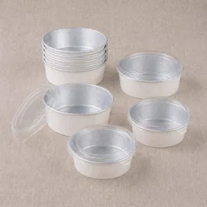 Cuencos de papel para ensaladas con revestimiento de papel de aluminio y tapa | Recipientes herméticos para comida para llevar