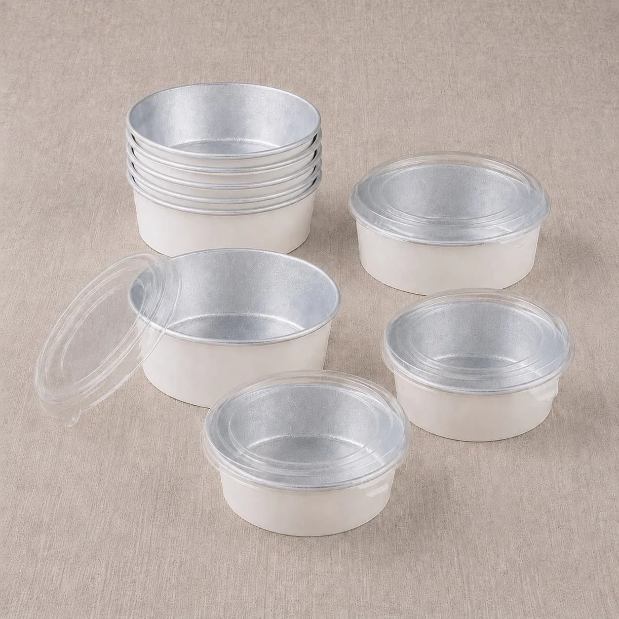 Aluminum Foil Lined Paper Salad Bowls with Lids 500-1300ml Bioleader Aluminum foil lined paper salad bowls with lids 500-1300ml leakproof food containers for takeaway meals